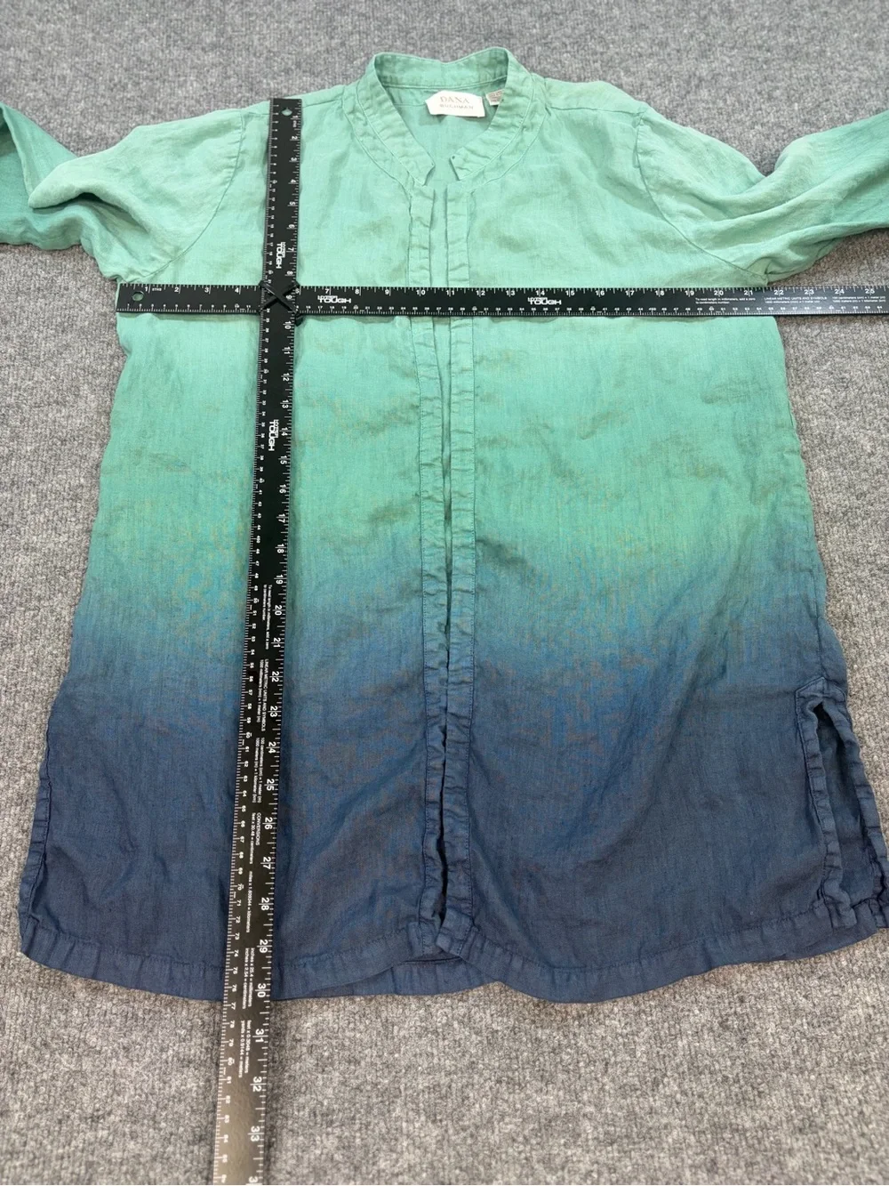 Dana Buchman 100% Linen Twinset Ombre Blue Green Coastal Grandma Cardigan Sz 12